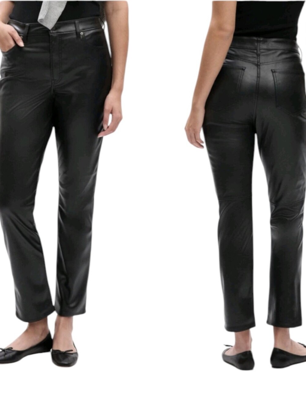 GAP Black Faux Leather Vintage Slim High Rise Pants Minimalist Sz 10 W30 L27